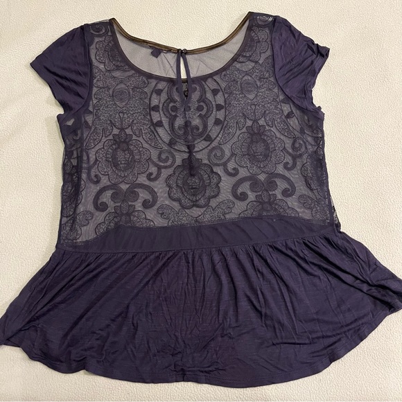 Navy blue sheer lace top - Picture 6 of 6